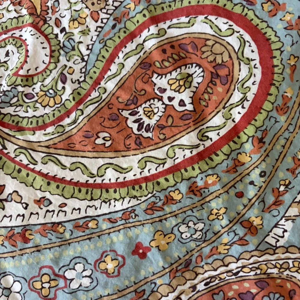 Pottery Barn King Duvet Cover Harper Caesarea Cotton Paisley Floral‎ Boho Earthy